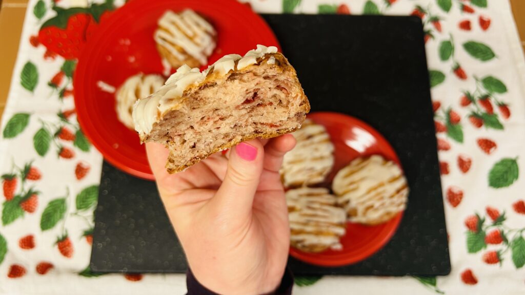 Holding a Strawberry Biscuit