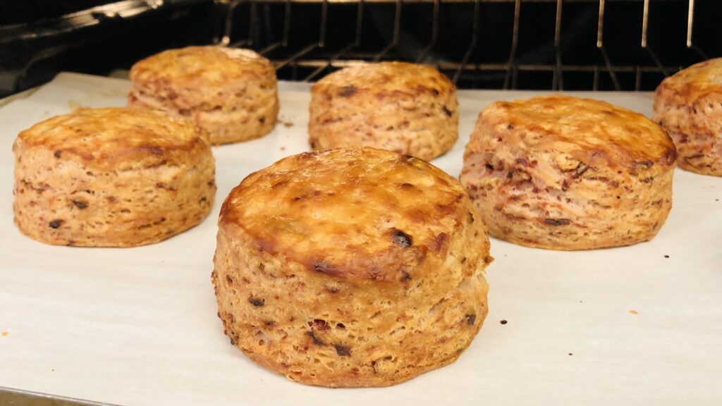 Strawberry biscuits after baking