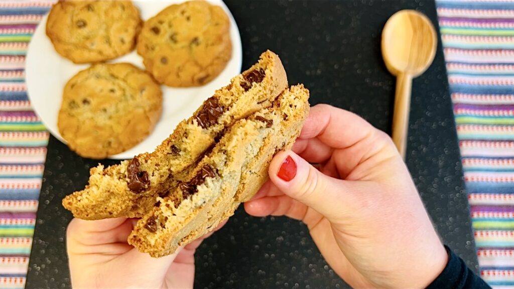 Gluten Free Chocolate Chip Cookies broken in half