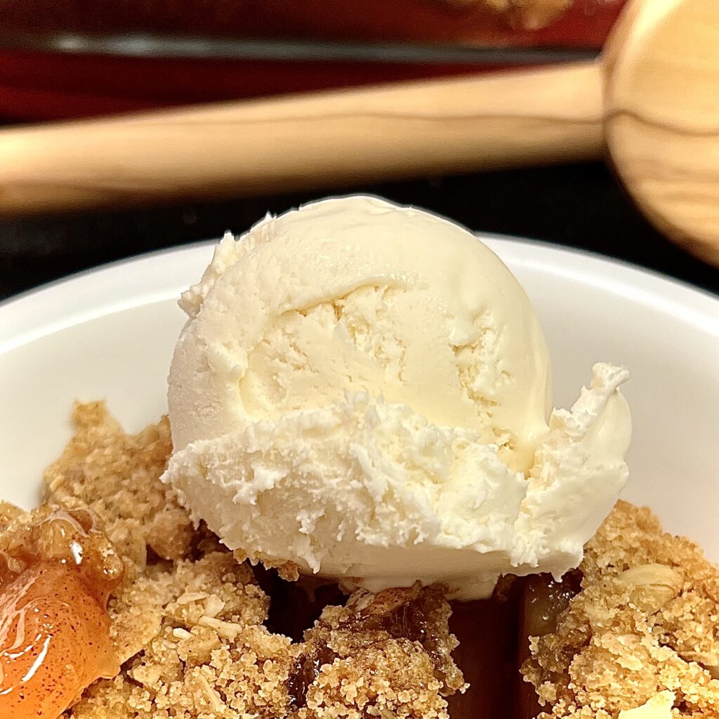 Ice Cream Scoop on Apple Crisp